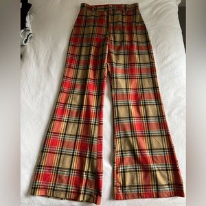 Free people plaid high rise wide legged pants size 10